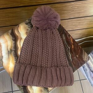 Mauve Knit Pom Beanie